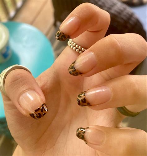 leopard print french tip nails